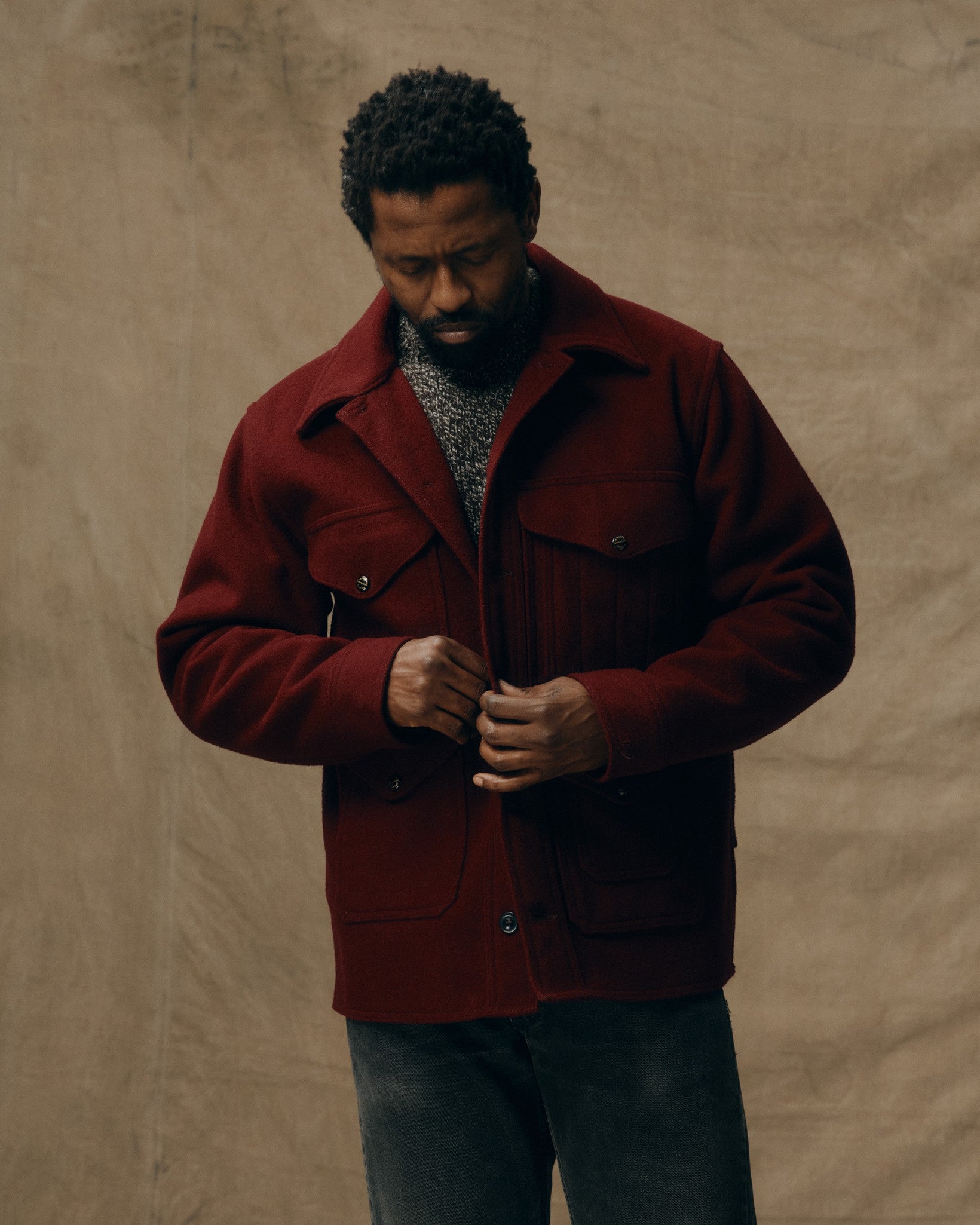 1940s Mackinaw Wool Cruiser Jacket - Wine - Image 3