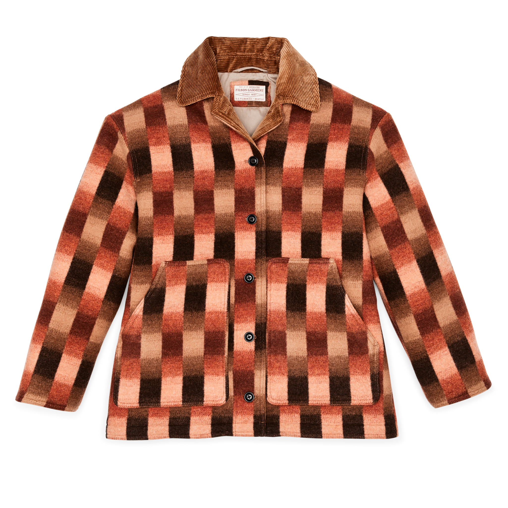 Women's Blanket Wool Barn Coat - Sunset Ombre Plaid - Image 15