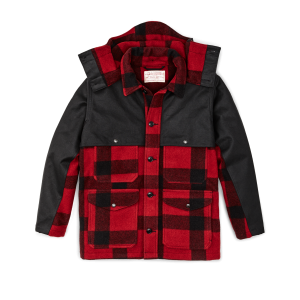 Mackinaw Wool Double Coat - Red Black Classic Plaid