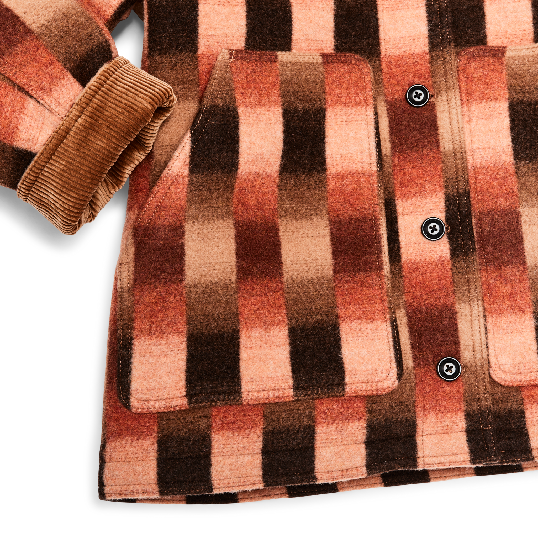 Women's Blanket Wool Barn Coat - Sunset Ombre Plaid - Image 8