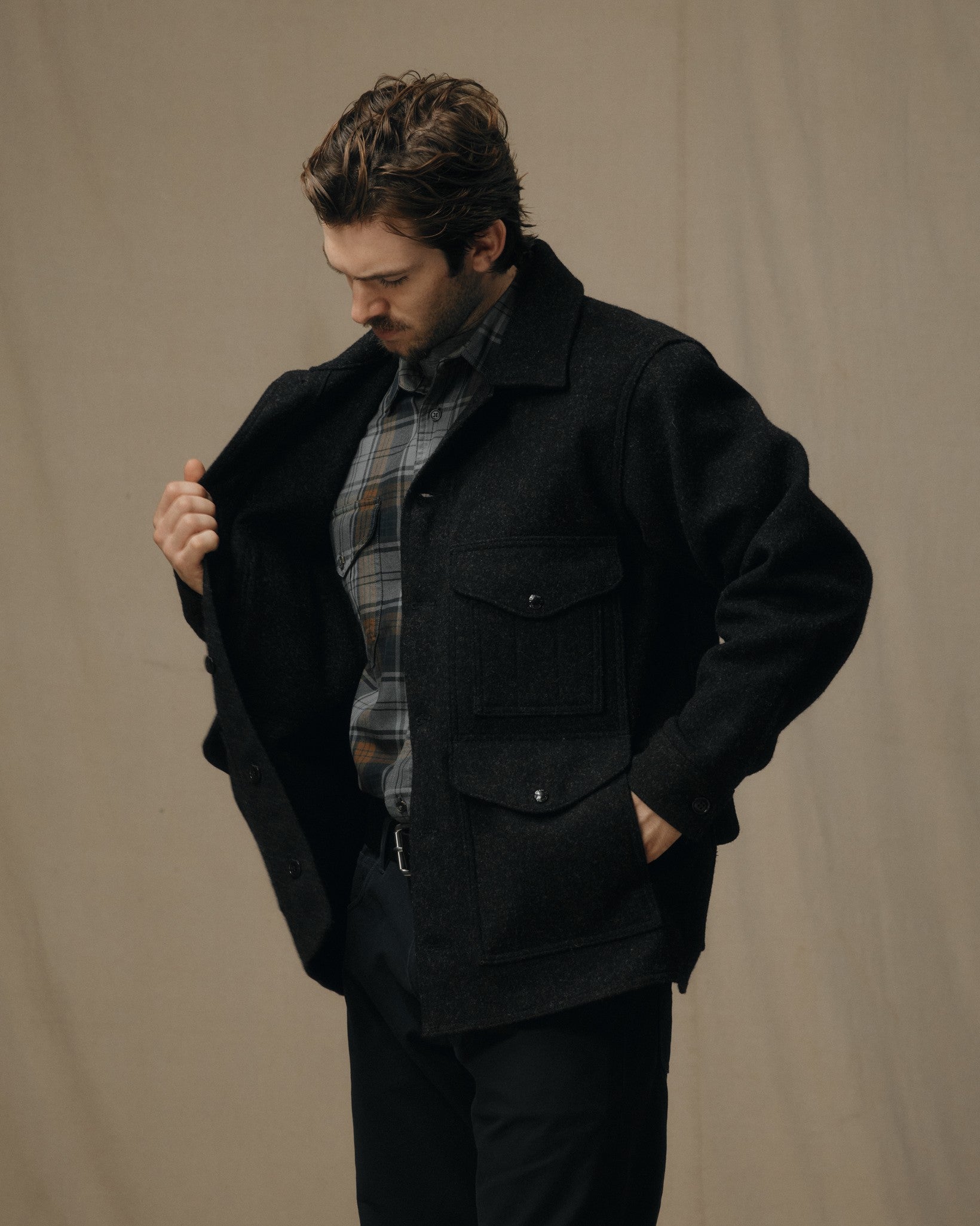 Mackinaw Wool Cruiser Jacket - Charcoal - Image 4