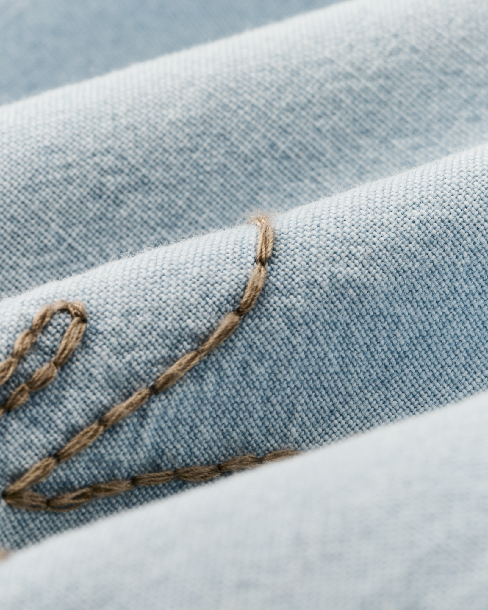 Women's Short Sleeve Embroidered Camp Shirt - Light Indigo Chambray - Image 3