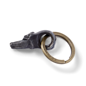 Wolf Head Short Key Fob - Steel
