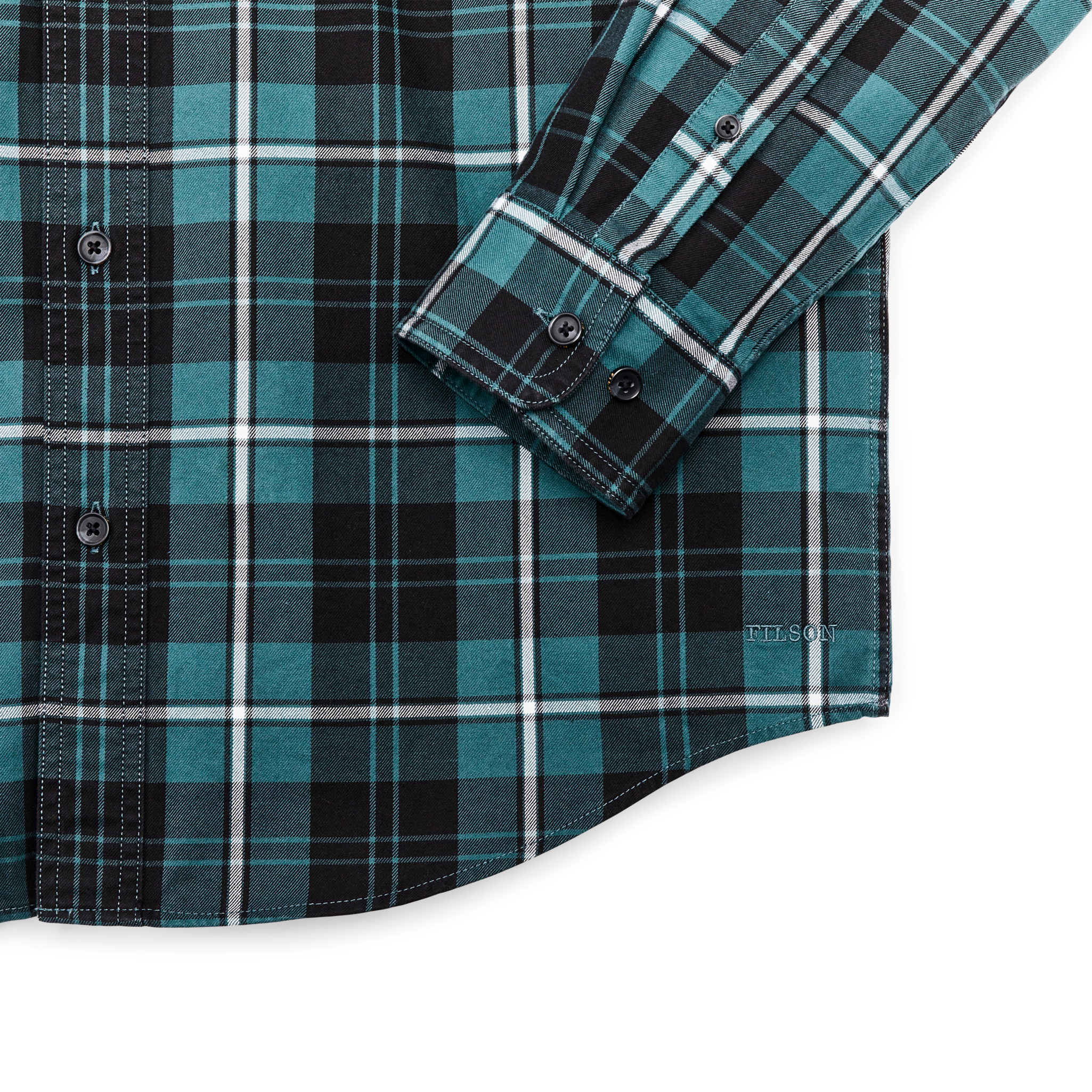 Lightweight Alaskan Guide Shirt - Petrol / Black / White Plaid - Image 3
