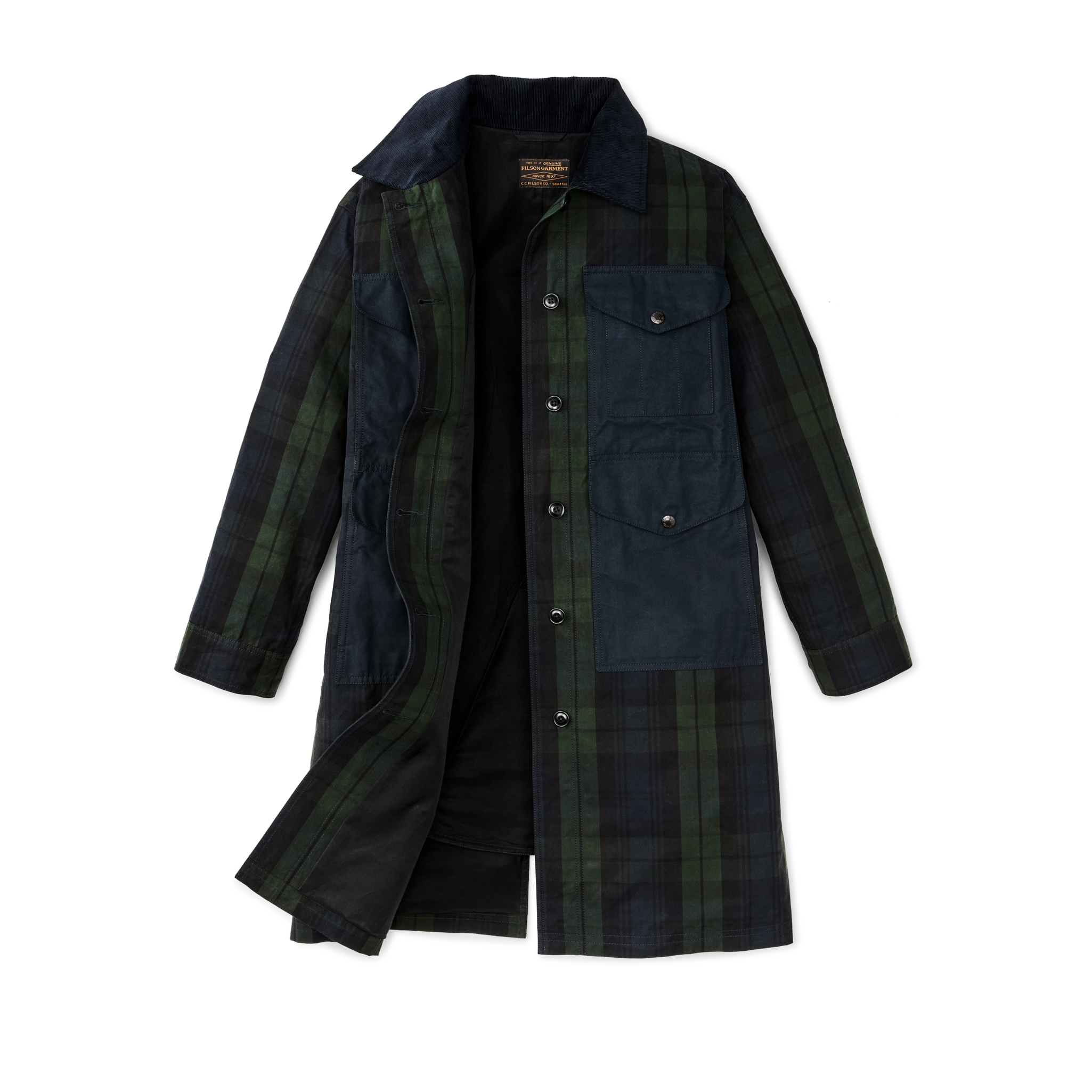 Women's Dry Waxed Long Cruiser - Black / Green Plaid - Image 3