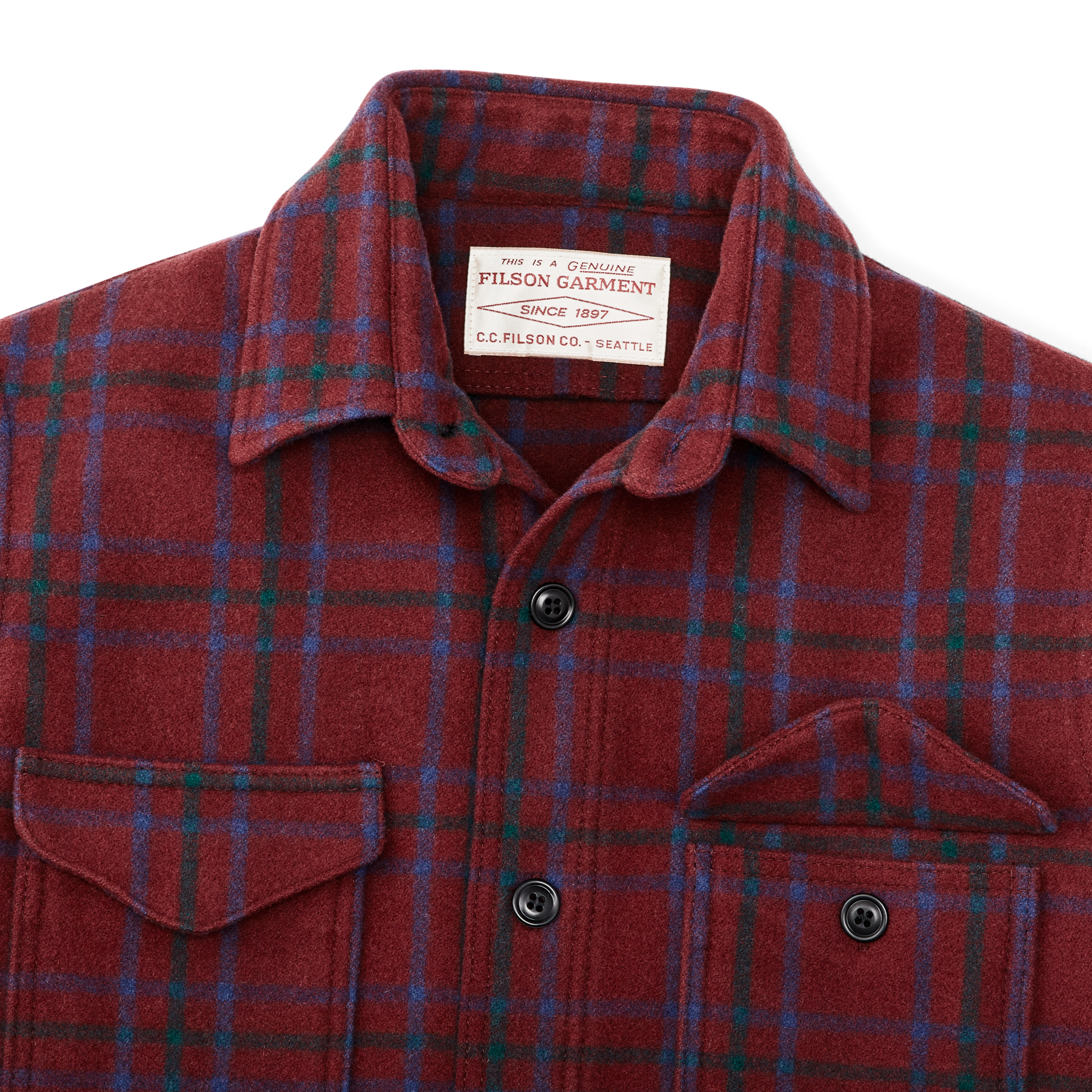 Seattle Wool Jac-shirt - Deep Red Blue Green - Image 4