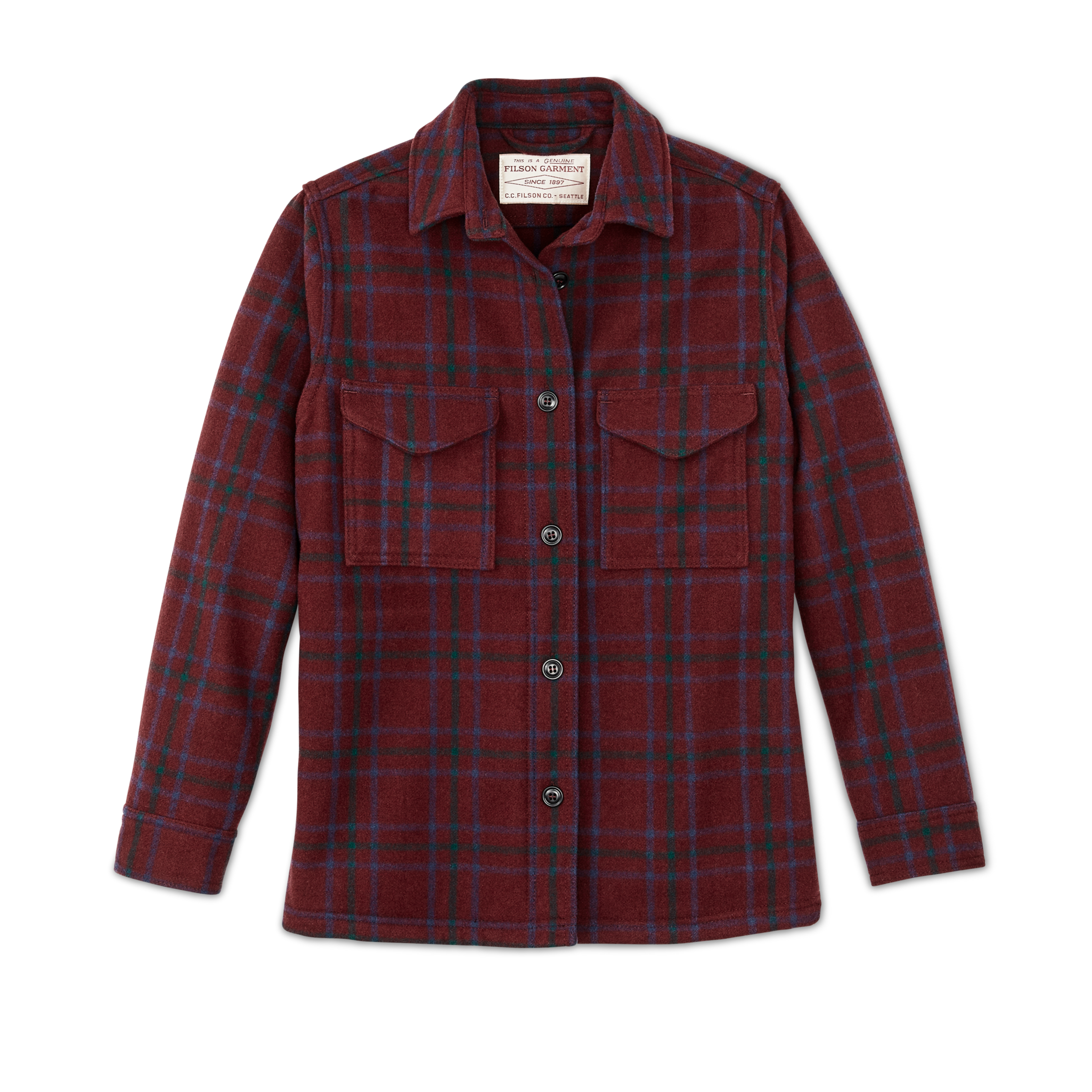 Women's Wool Jac-shirt - Deep Red Blue Green