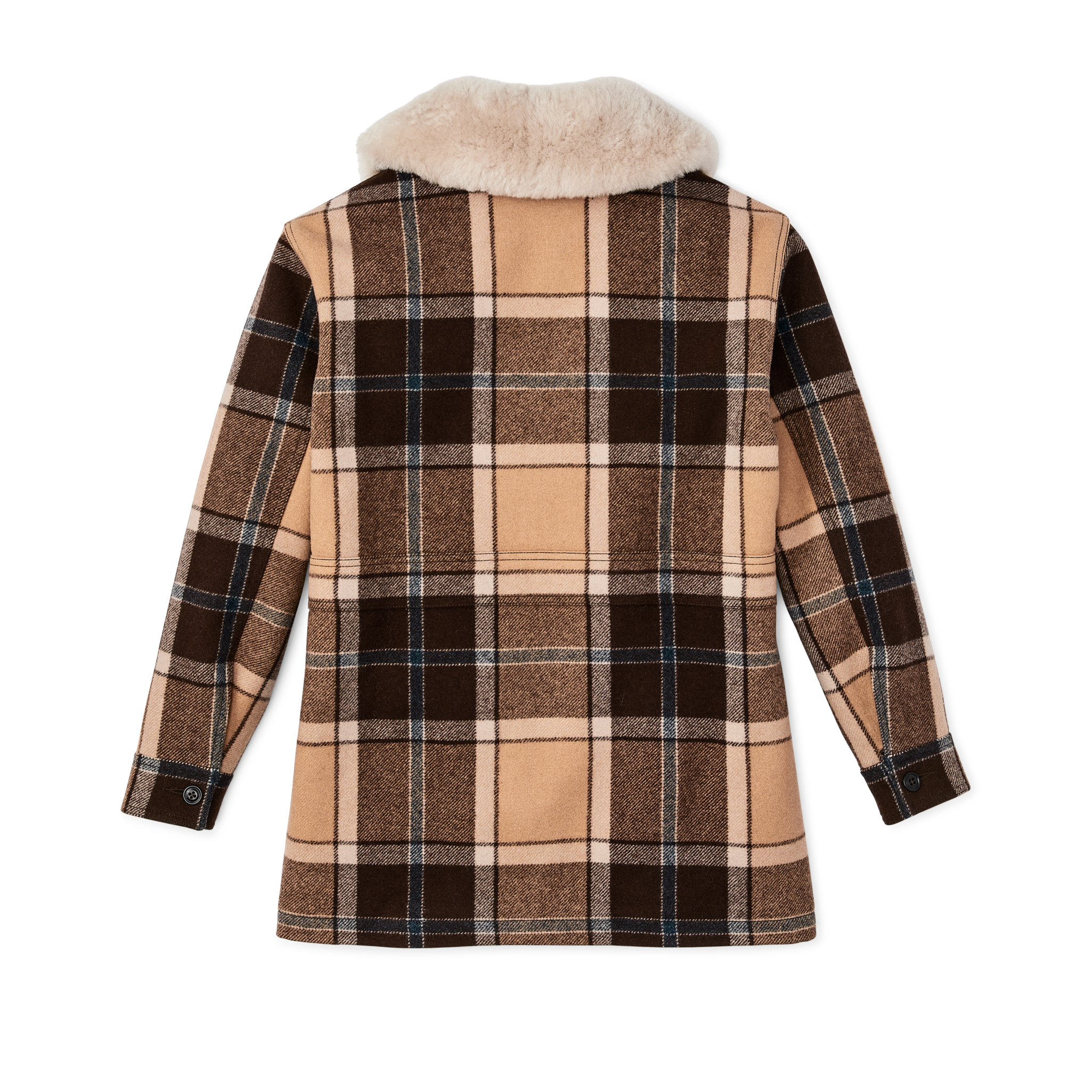 Women's Lined Wool Packer Coat - Cream / Brown / Multi Plaid - Image 2
