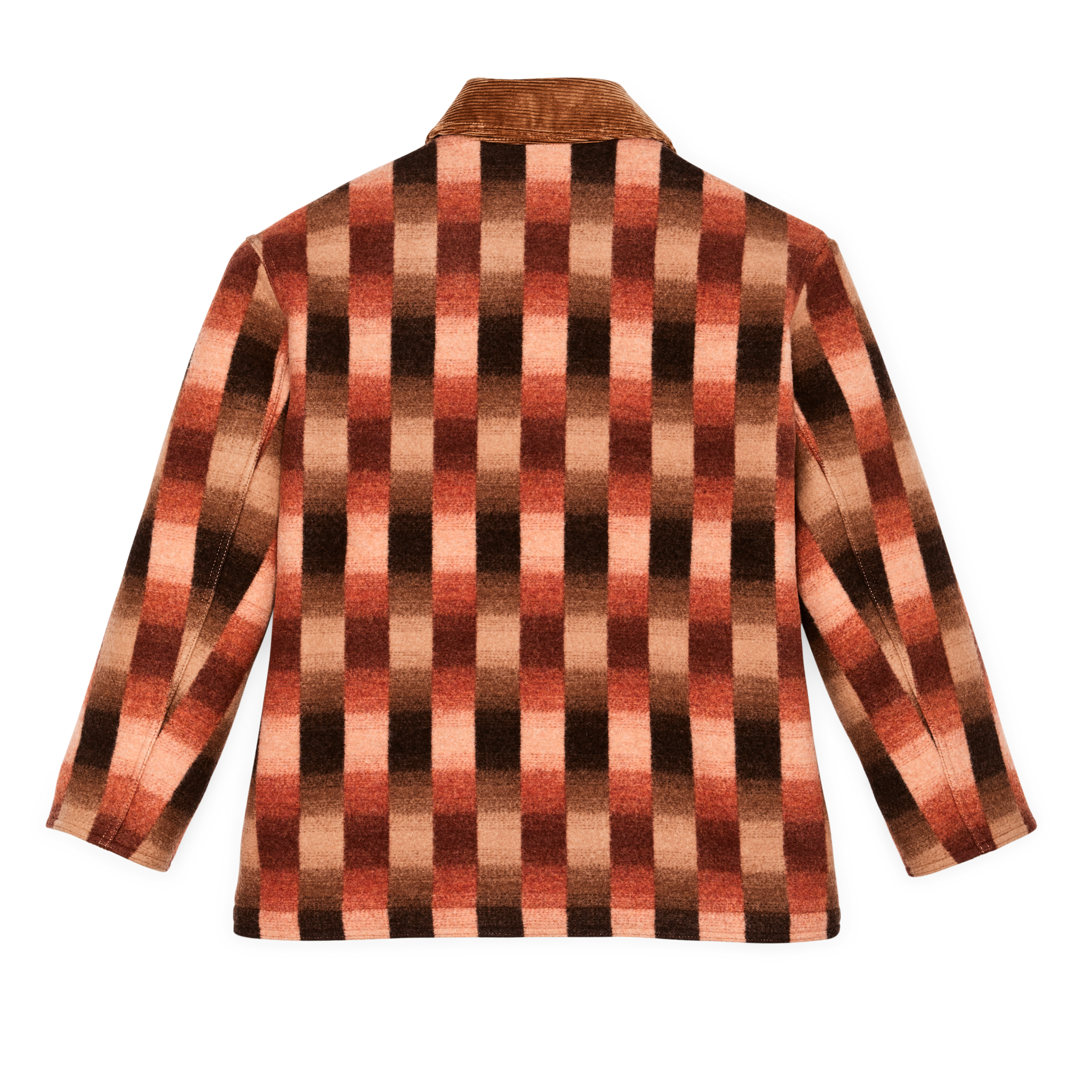 Women's Blanket Wool Barn Coat - Sunset Ombre Plaid - Image 11
