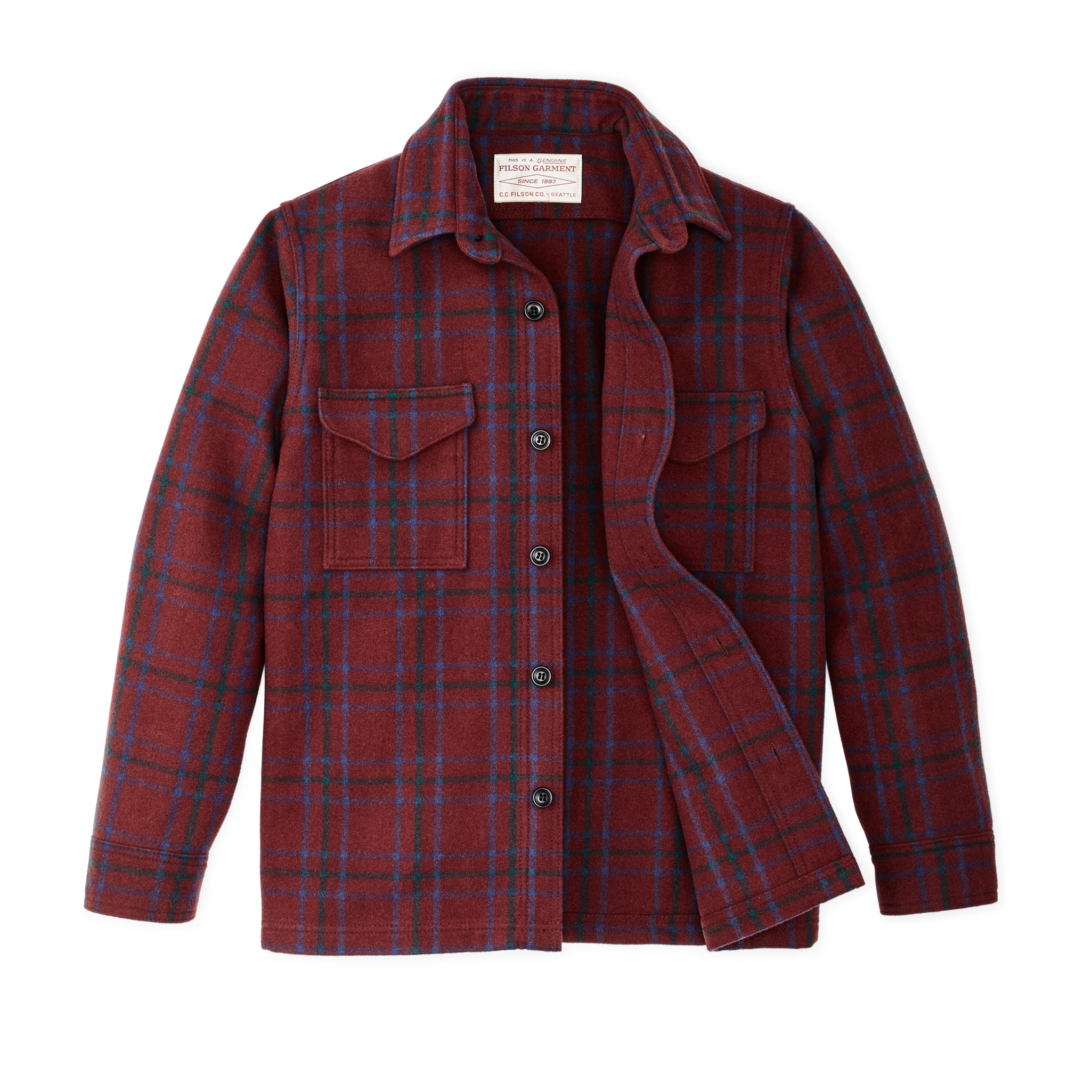Seattle Wool Jac-shirt - Deep Red Blue Green - Image 3